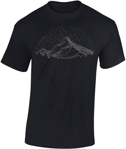 Wander Tshirt Herren : Berghimmel - Kletter T-Shirt Männer - Geschenk für Wanderfreunde - Bergsteiger Ausrüstung (Schwarz XL) von Baddery