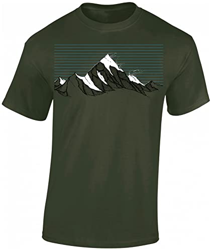 Wander Tshirt Herren : Bergwind - Kletter T-Shirt Männer - Geschenk für Wanderfreunde - Bergsteiger Ausrüstung (Army S) von Baddery