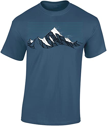 Wander Tshirt Herren : Bergwind - Kletter T-Shirt Männer - Geschenk für Wanderfreunde - Bergsteiger Ausrüstung (Denim Blue 3XL) von Baddery