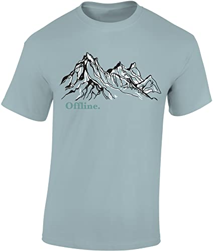 Wander Tshirt Herren : Offline - Kletter T-Shirt Männer - Geschenk für Wanderfreunde - Bergsteiger Ausrüstung (Ice Blue XL) von Baddery