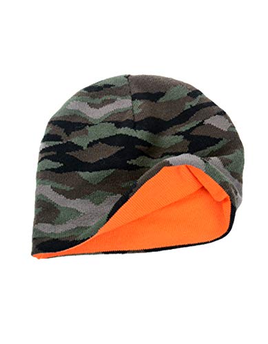 Baddery: Wendbare Jäger Mütze - Jäger Geschenke für Männer & Frauen - Wende Mütze - Jagdbekleidung Herren - Jäger Hut - Strickmütze Jagd Zubehör (One Size - Camouflage/Signal Orange) von Baddery