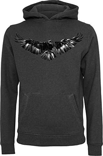 Baddery Wikinger Pullover Herren : Rabe - Vikings Kapuzenpullover - Geschenke für Männer (Charcoal XL) von Baddery