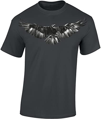 (A) Wikinger Tshirt Herren | Rabe T-Shirt | Viking Shirt Männer | Wikinger Kleidung (Dark Grey XL) von Baddery