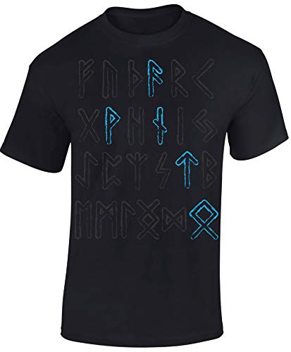 Wikinger Tshirt Herren | Wotan Runen T-Shirt | Viking Shirt Männer | Wikinger Kleidung (Schwarz 4XL) von Baddery