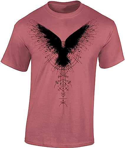 Wikinger Tshirt Herren | Schattenrabe T-Shirt | Viking Shirt Männer | Wikinger Kleidung (Rot 3XL) von Baddery