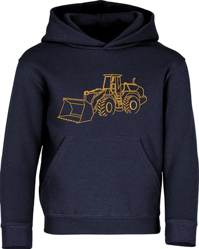Baddery Workwear Pullover für Jungen - Radlader Hoodie Kinder - Bagger Pulli Junge (Navy 152) von Baddery