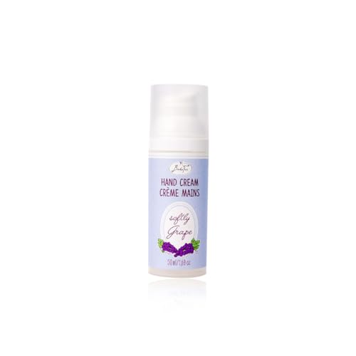 BadeFee - Handcreme "Softly Grape" 50ml - reichhaltige Handlotion im Pumpspender, mit Mandelöl & Sheabutter für zarte & geschmeidige Hände, ohne Mikroplastik, vegan & Tierversuchsfrei, Made in German von Badefee