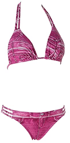 Bademode Kangaroos Damen Triangel Bikini Jeanslook Cup C/D (38, Pink) von Bademode