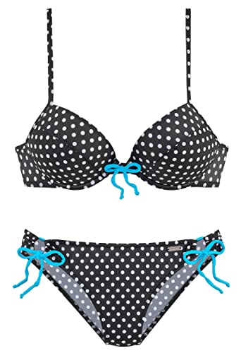 Bademode Venice Beach Damen Push Up Bikini (Black/White, 38 / A) von Bademode