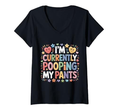 Damen I'm Currently Pooping My Pants - T-Shirt mit V-Ausschnitt Damen I'm Currently Pooping My Pants - T-Shirt mit V-Ausschnitt von Badezimmerwitze
