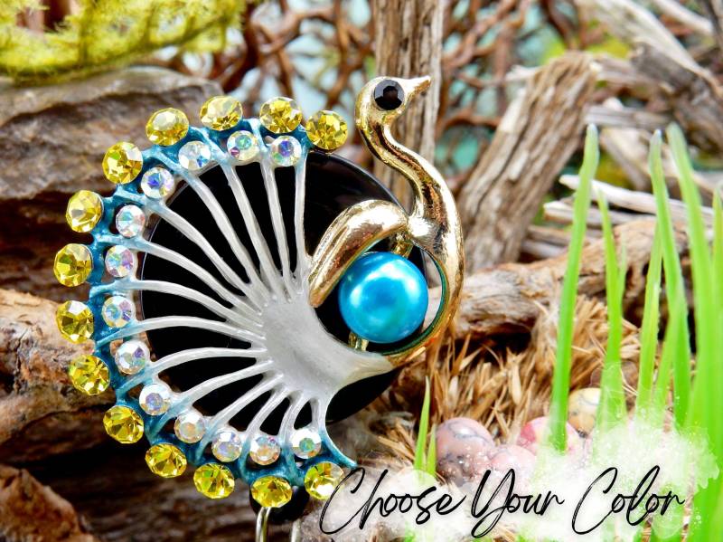 Abziehbarer Peacock Badge Reel, Einziehbarer Id Halter, Retractable Medical Lab Tech Clip, Holder von BadgeAlleybyGerAnne