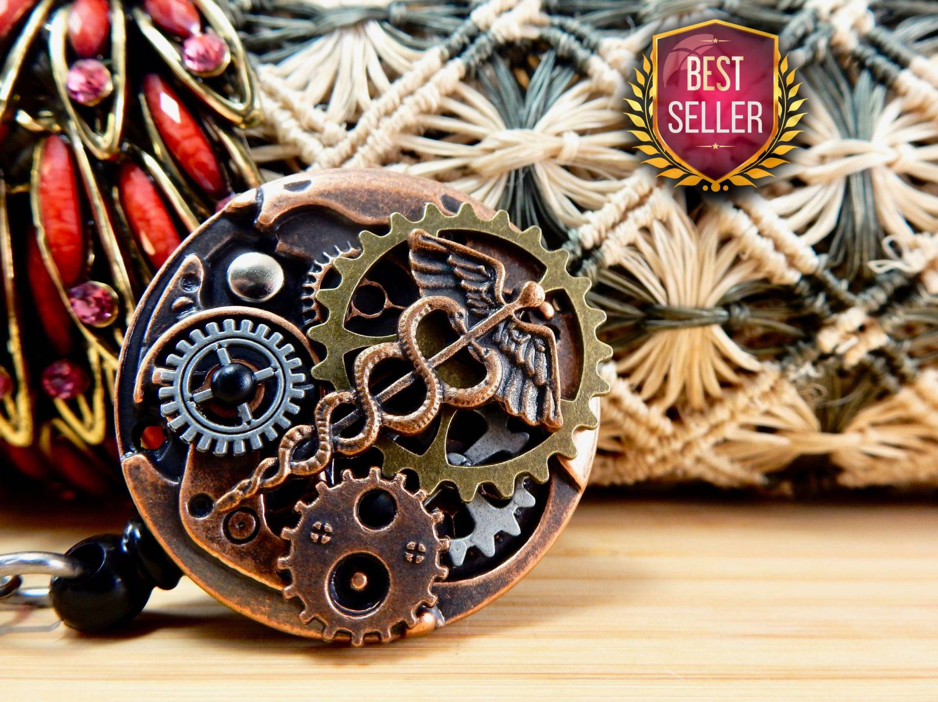 Einziehbare Ausweisrolle, Steampunk Caduceus Ausweisclip, Pflegeausweishalter Herren, Einziehbarer Ausweisclip Männlich Rn, Unisex Design Ausweis Einziehbare Ausweisrolle, Steampunk Caduceus Ausweisclip, Pflegeausweishalter Herren, Einziehbarer Ausweisclip Männlich Rn, Unisex Design Ausweis von BadgeAlleybyGerAnne
