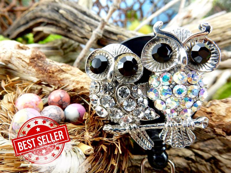 Eule Id Badge Reel, Ausweisrolle Einziehbar, Mama Und Baby Ausweishalter, Krankenschwester Geschenk Rn Ausweishalter von BadgeAlleybyGerAnne