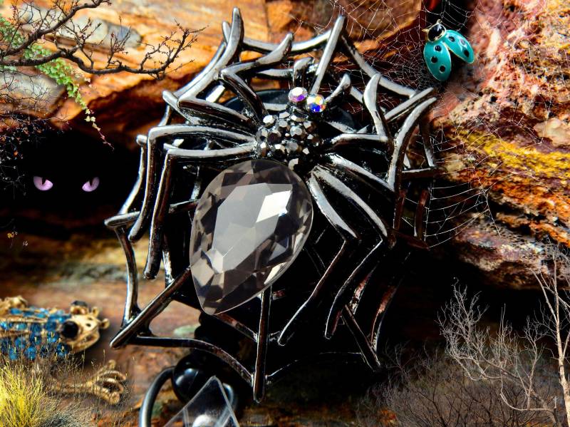 Halloween-Ausweishalter - Einziehbarer Id-Clip Mit Spinne Aus Strassstein Für Krankenschwestern & Angehörige Der Gesundheitsberufe von BadgeAlleybyGerAnne