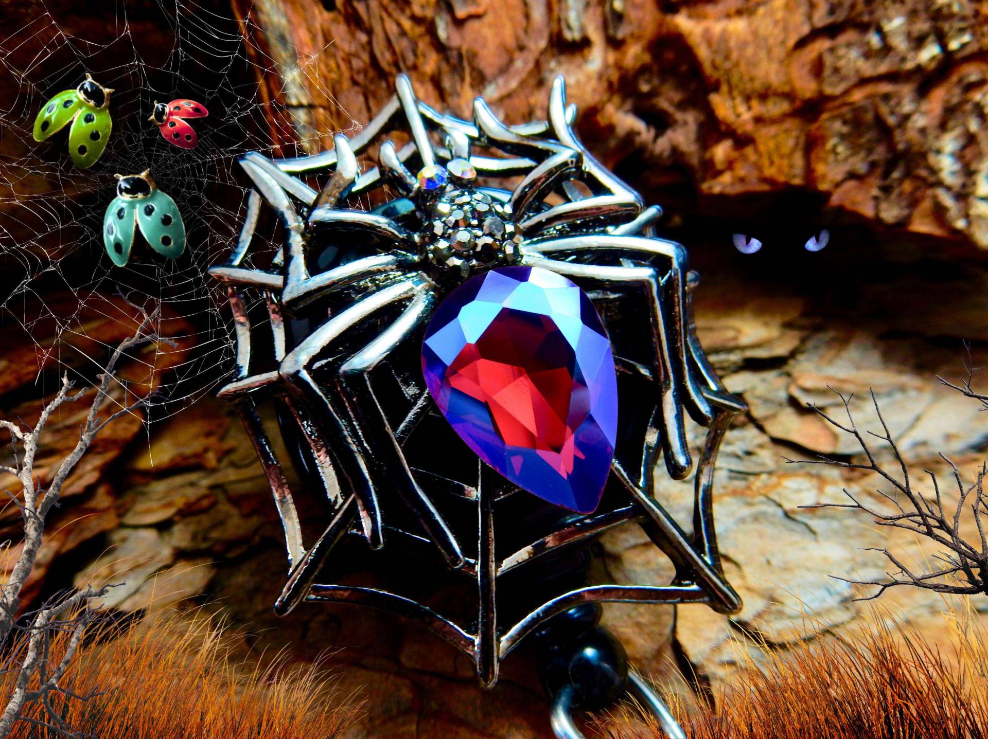 Halloween Badge Reel - Spinne Strass Einziehbarer Ausweishalter Für Krankenschwestern & Pflegekräfte von BadgeAlleybyGerAnne