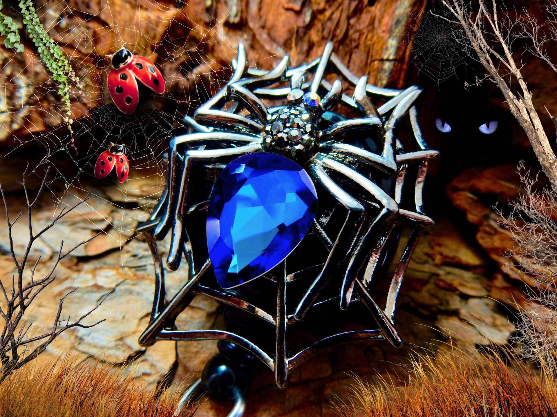 Halloween Spinne Badge Clip - Einziehbarer Strassstein Ausweishalter Für Krankenschwestern & Pflegekräfte von BadgeAlleybyGerAnne