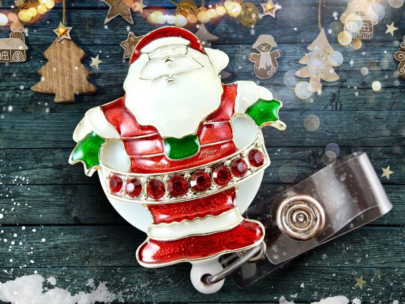 Nikolaus Abzeichen Reel - Weihnachten Santa Versenkbarer Ausweishalter, Weihnachtsgeschenk Krankenschwester von BadgeAlleybyGerAnne