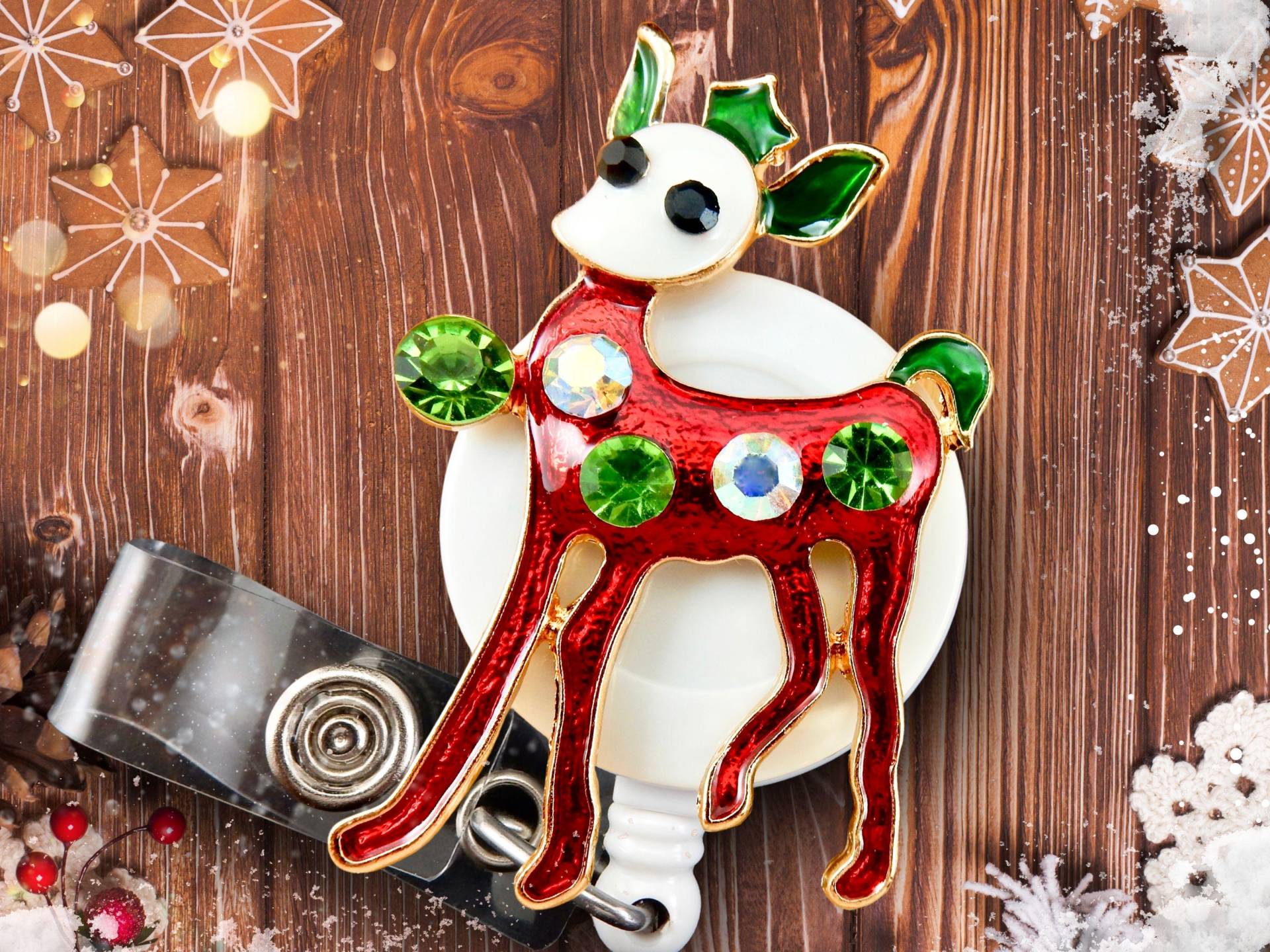 Reindeer Badge Reel - Weihnachten Einziehbarer Ausweishalter, Urlaub Ausweisclip Für Krankenschwestern von BadgeAlleybyGerAnne