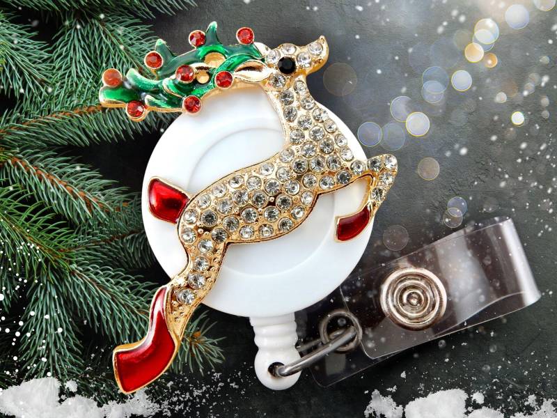 Rentier-Abzeichenrolle - Weihnachten Rentier Einziehbarer Ausweishalter, Krankenschwester Geschenk von BadgeAlleybyGerAnne