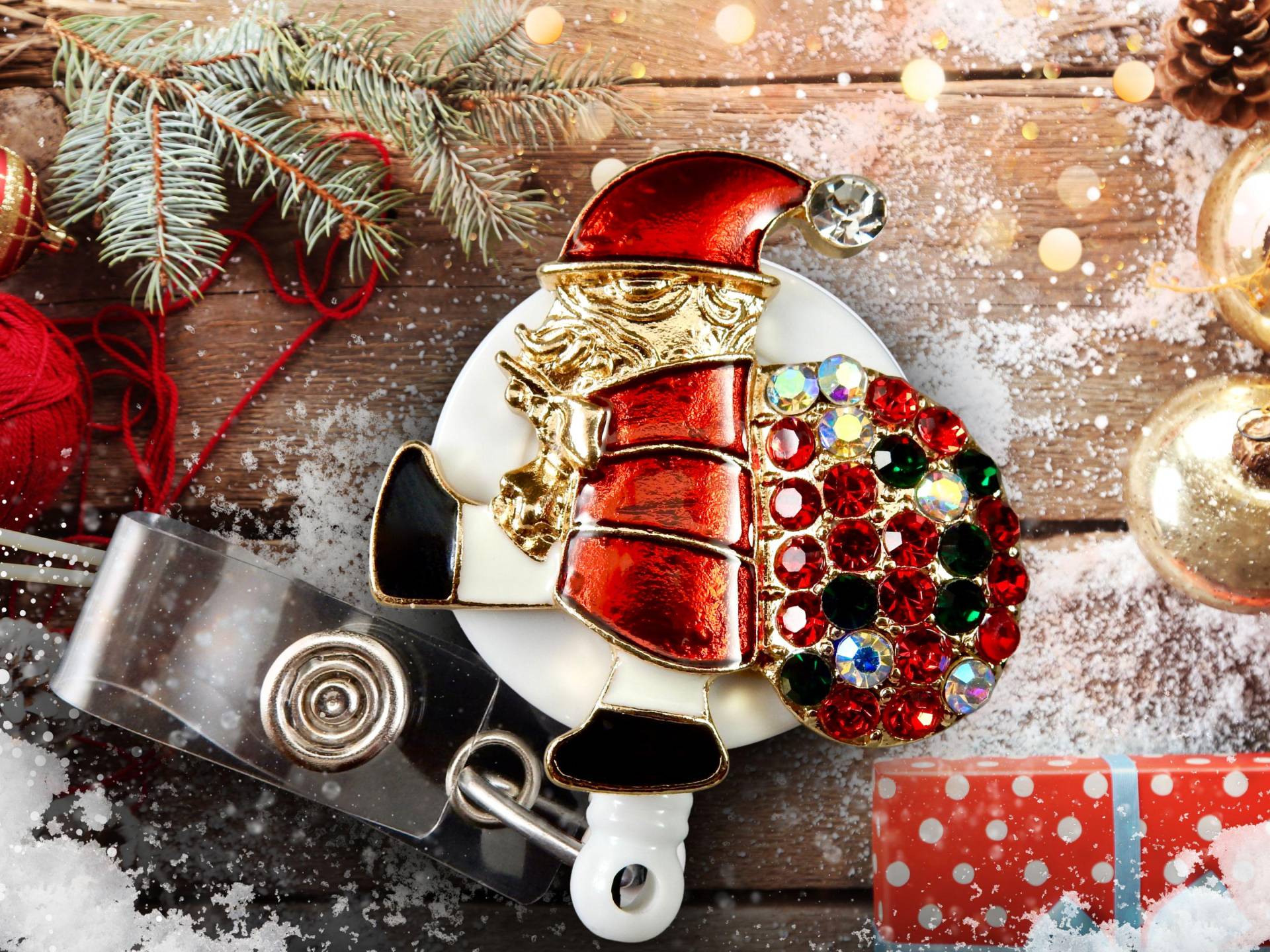 Santa Badge Reel - Weihnachtlicher Einziehbarer Ausweishalter Für Krankenschwestern Und von BadgeAlleybyGerAnne