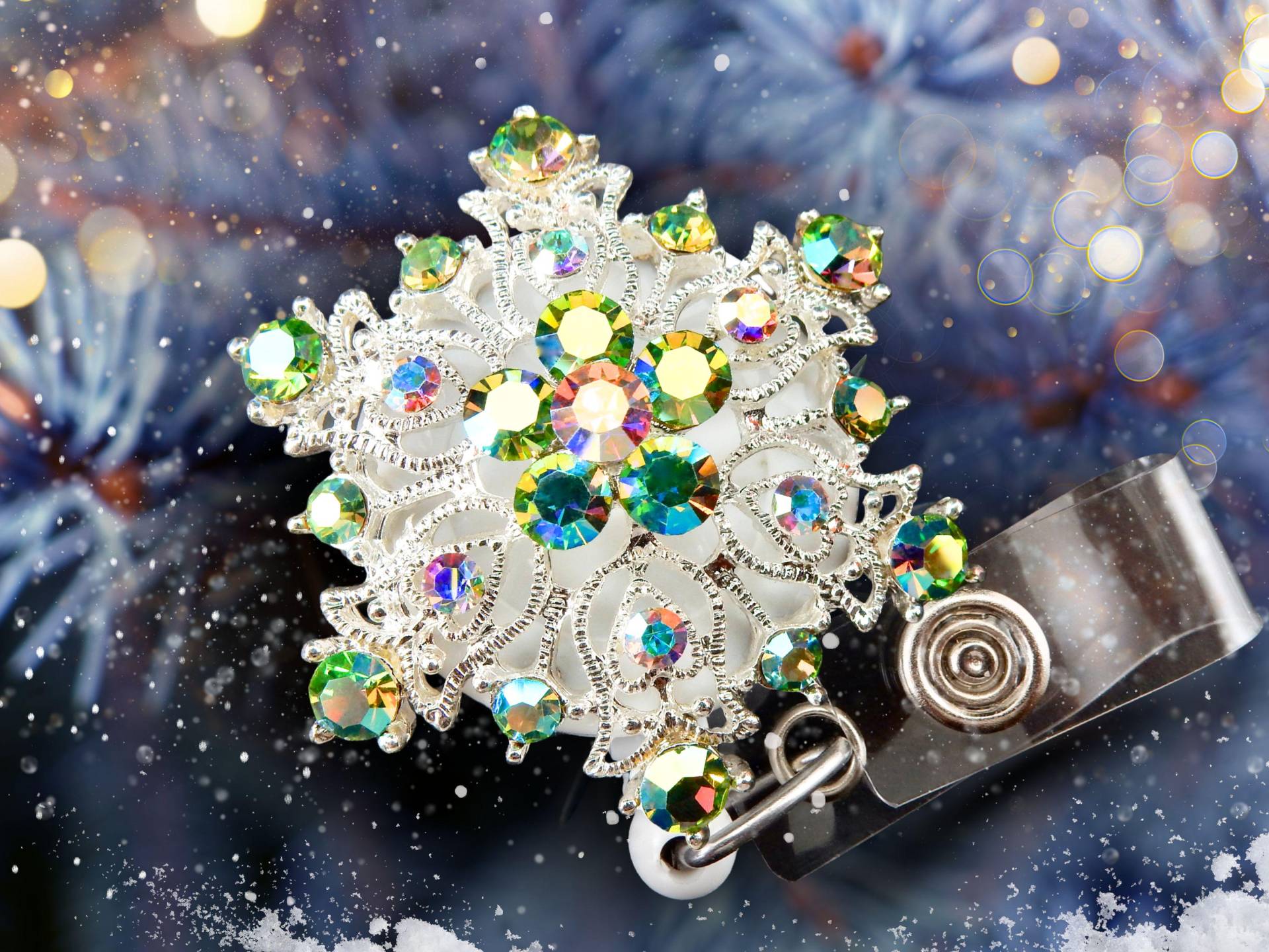 Schneeflocke Namensschild Reel - Christmas Nurse Badge von BadgeAlleybyGerAnne