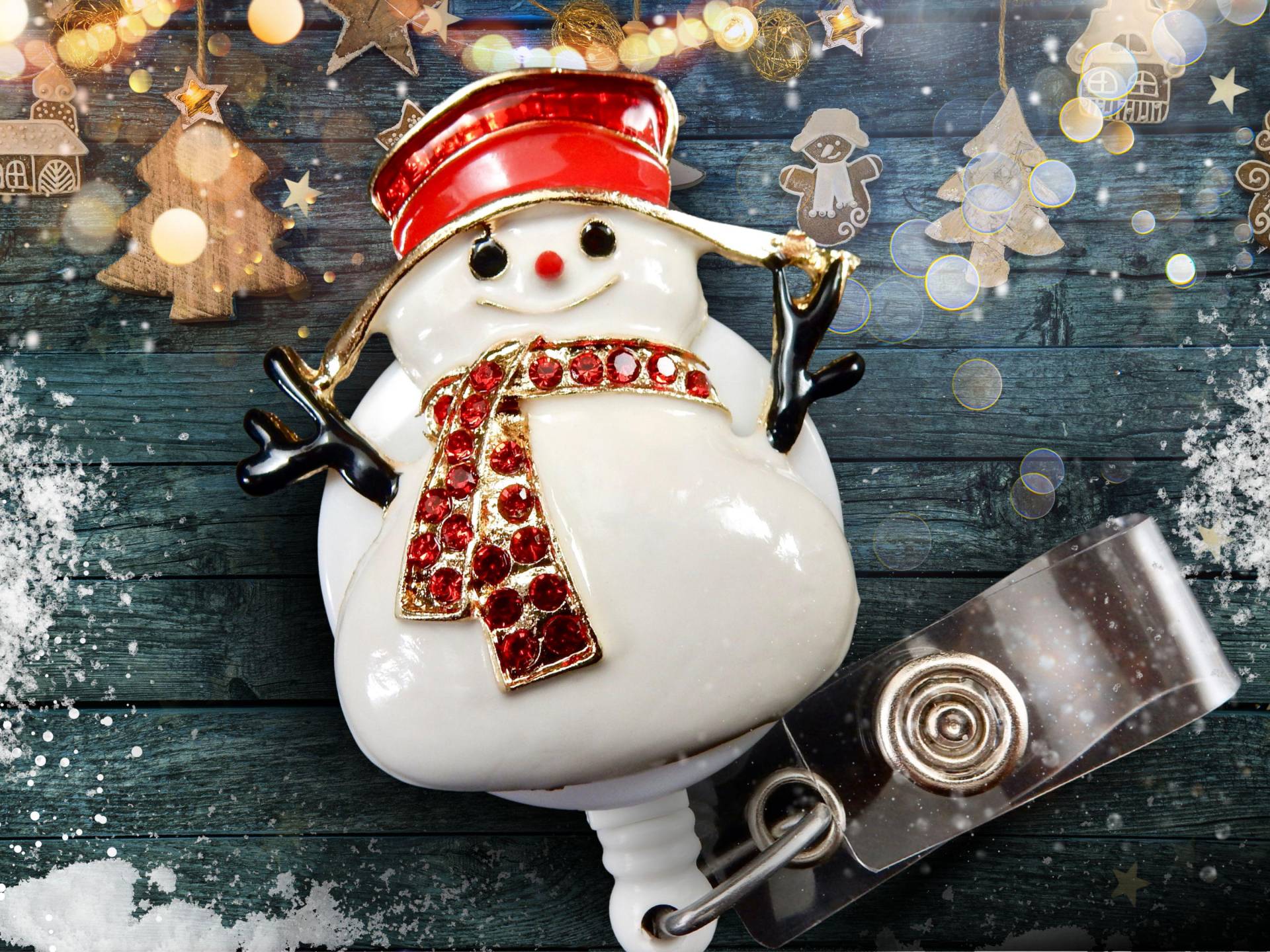 Schneemann Ausweishalter - Weihnachten Strass Für Krankenschwester Oder Büroangestellte von BadgeAlleybyGerAnne