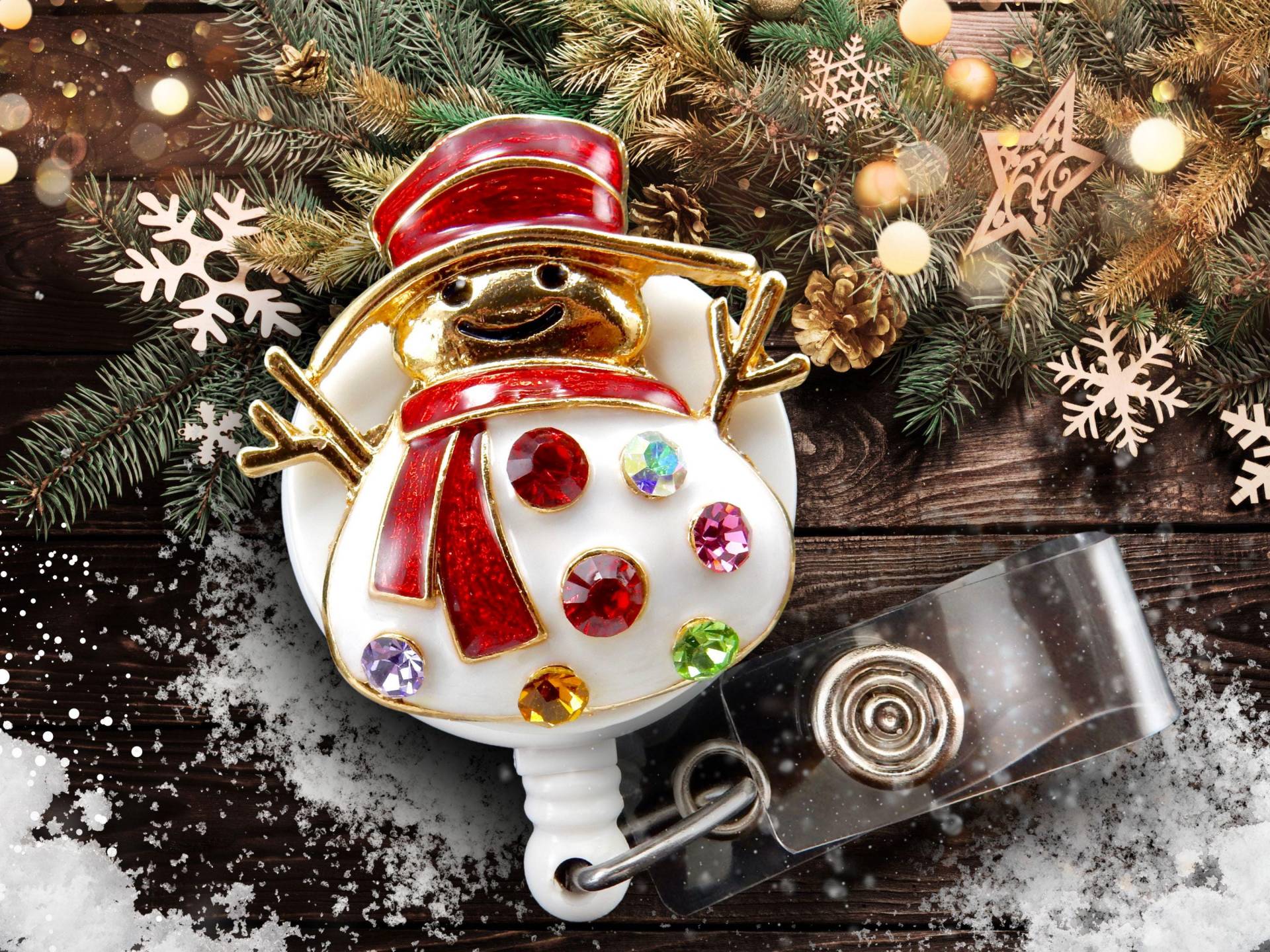 Schneemann Badge Reel - Weihnachten Strass Einziehbarer Ausweishalter Für Krankenschwestern von BadgeAlleybyGerAnne