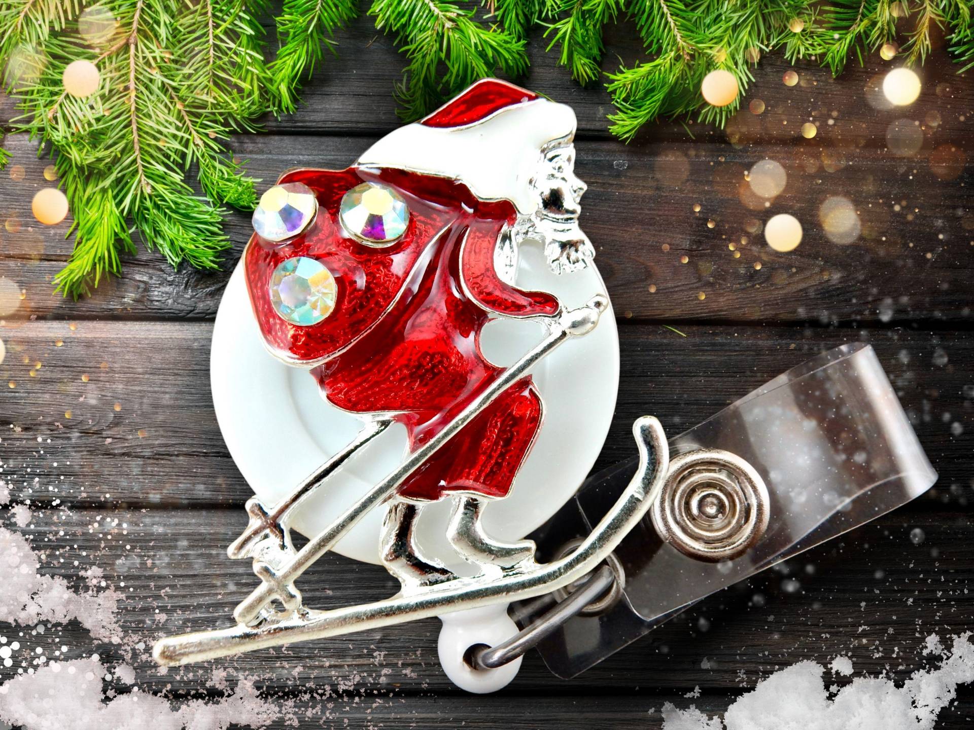 Weihnachten Ausweis Reel - Ski Fahren Weihnachtsmann Reel, Einziehbarer Ausweishalter Für Krankenschwestern von BadgeAlleybyGerAnne