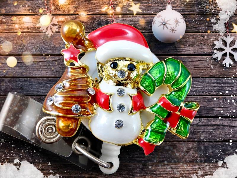 Weihnachten Schneemann Ausweisrolle - Niedlicher Einziehbarer Ausweishalter, Stillzubehör von BadgeAlleybyGerAnne