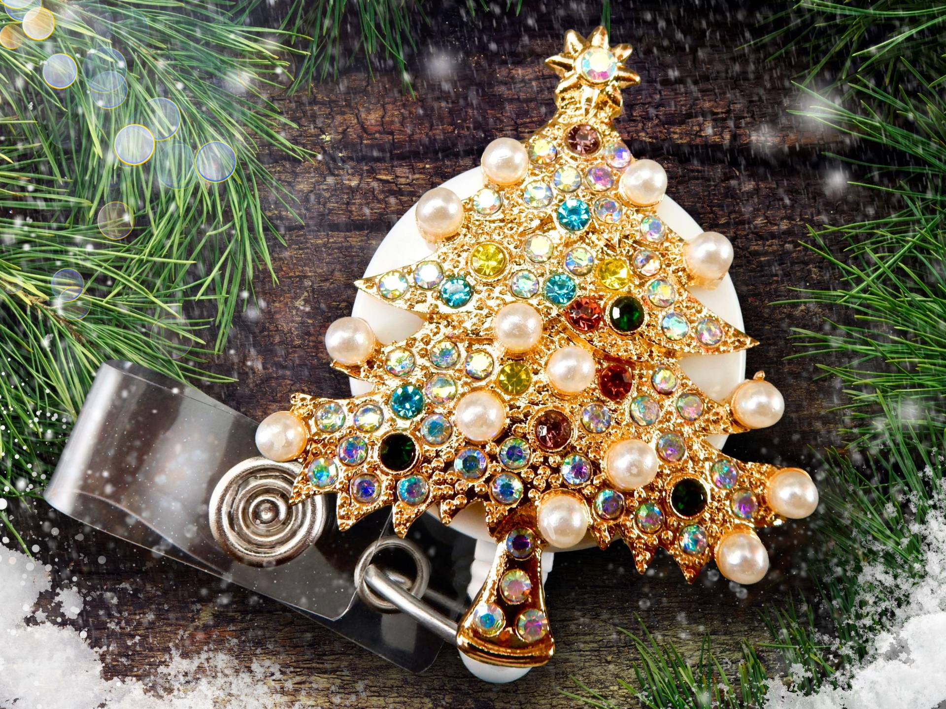 Weihnachtsabzeichen Reel Krankenschwester - Weihnachtsbaum Strass Versenkbarer Ausweishalter Für Büroangestellte von BadgeAlleybyGerAnne