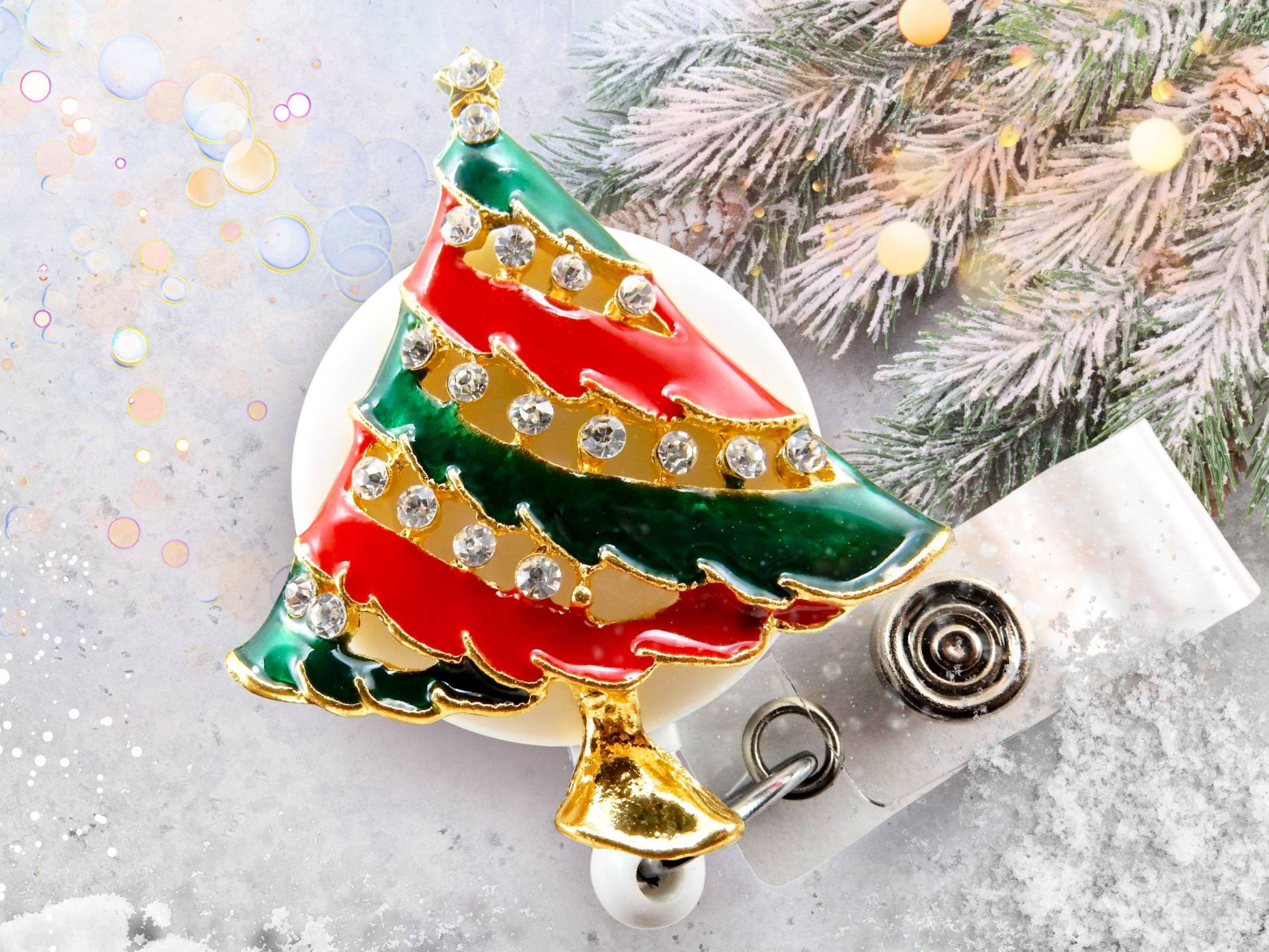 Weihnachtsbaum-Abzeichen-Reel - Krankenschwester Schmuck Strass Einziehbare Id-Halter von BadgeAlleybyGerAnne