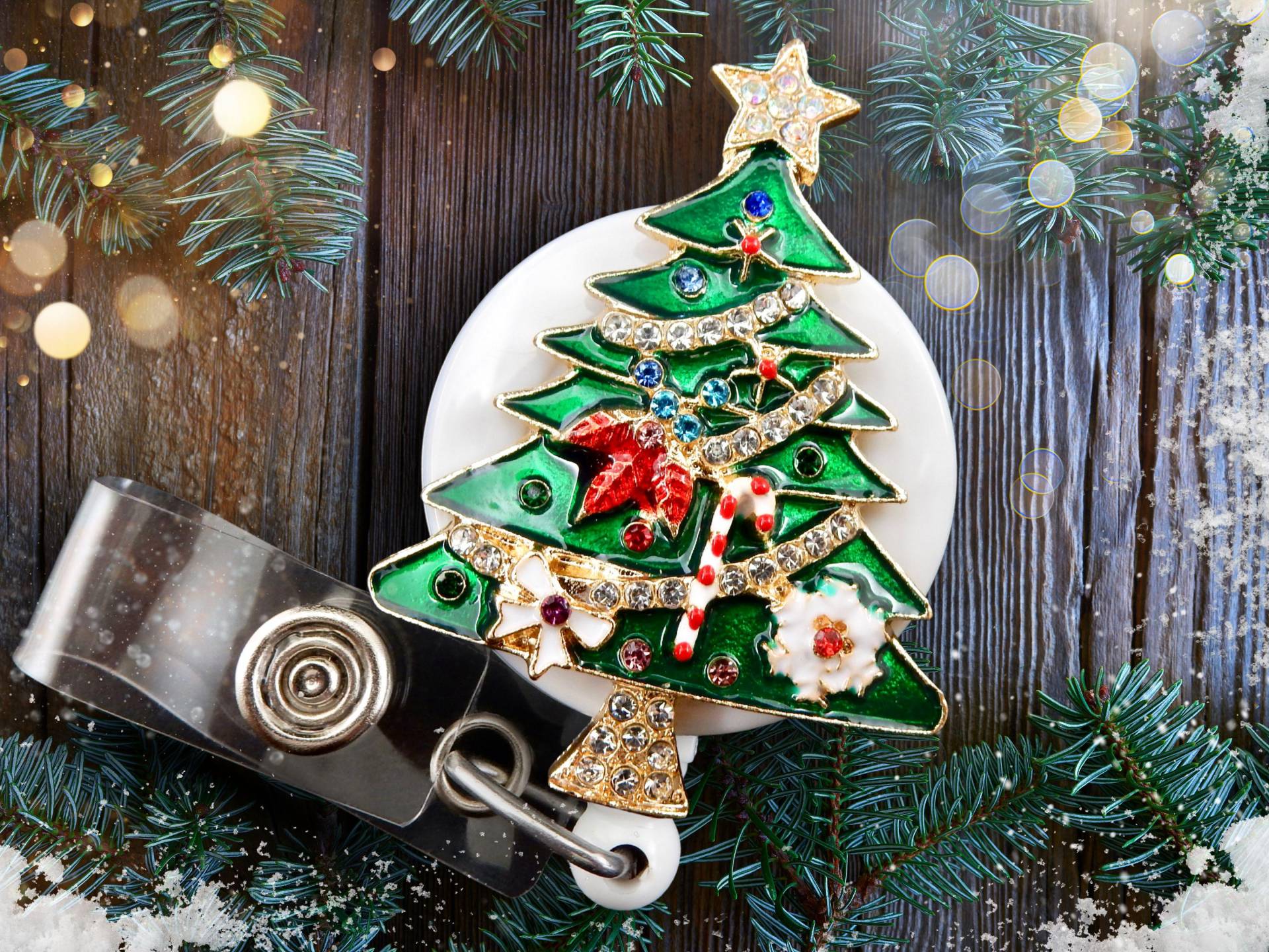 Weihnachtsbaum-Abzeichen-Reel - Strass Einziehbarer Ausweishalter Für Krankenschwester Oder Büroangestellte von BadgeAlleybyGerAnne
