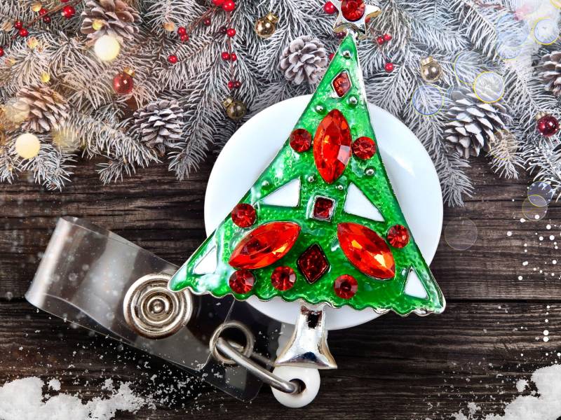 Weihnachtsbaum-Abzeichen-Reel - Urlaub Strass Einziehbarer Ausweishalter, Krankenschwester Geschenk von BadgeAlleybyGerAnne