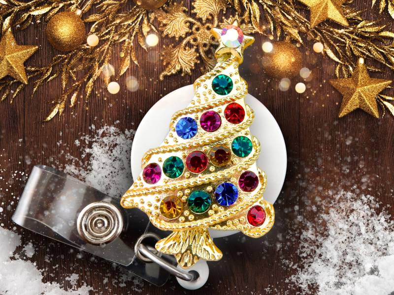 Weihnachtsbaum-Abzeichen-Reel - Urlaub Strass Einziehbarer Ausweishalter Für Krankenschwestern von BadgeAlleybyGerAnne