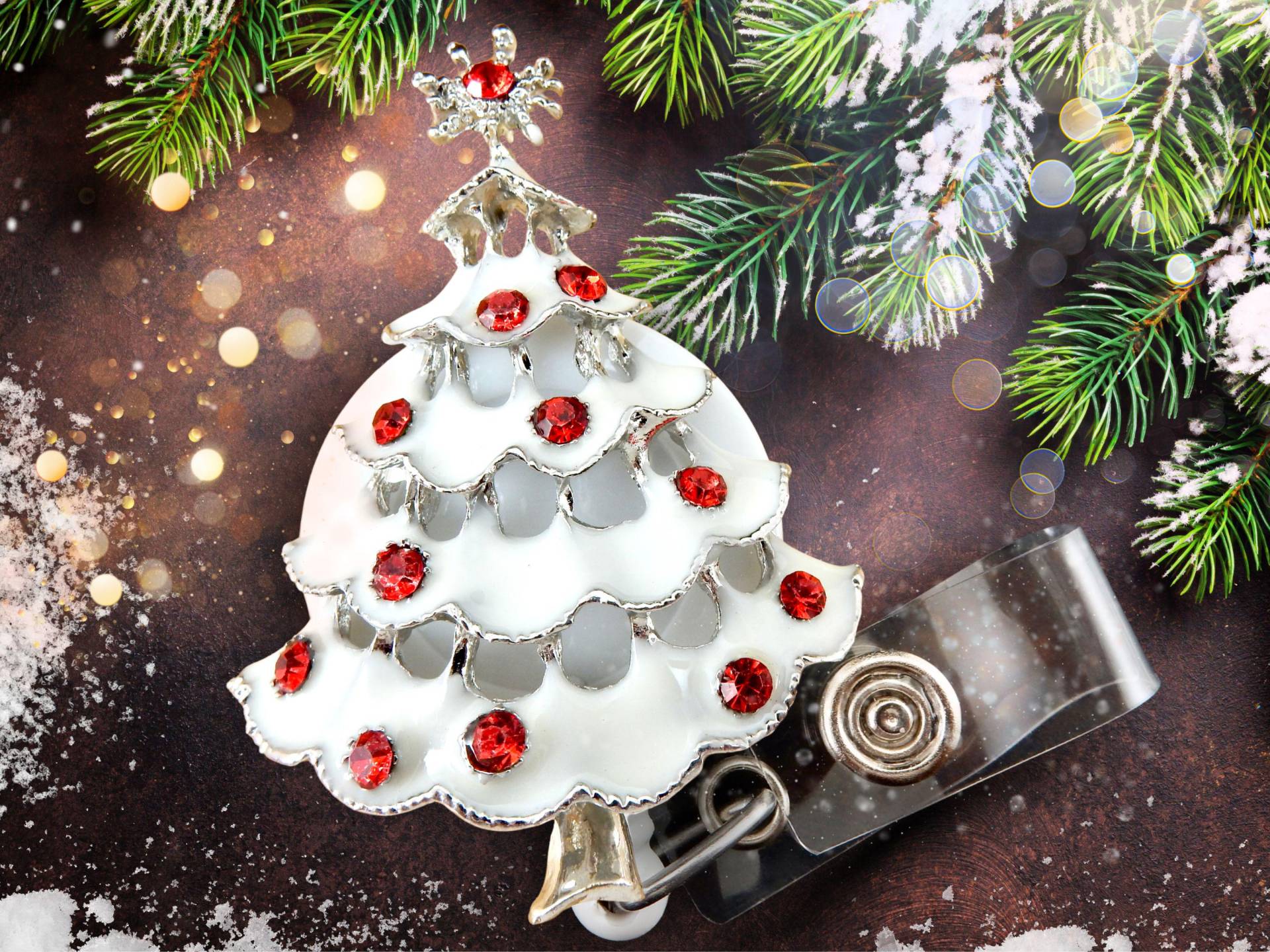 Weihnachtsbaum Badge Reel - Festlicher Strass Ausweishalter, Geschenk Für Das Krankenhauspersonal von BadgeAlleybyGerAnne