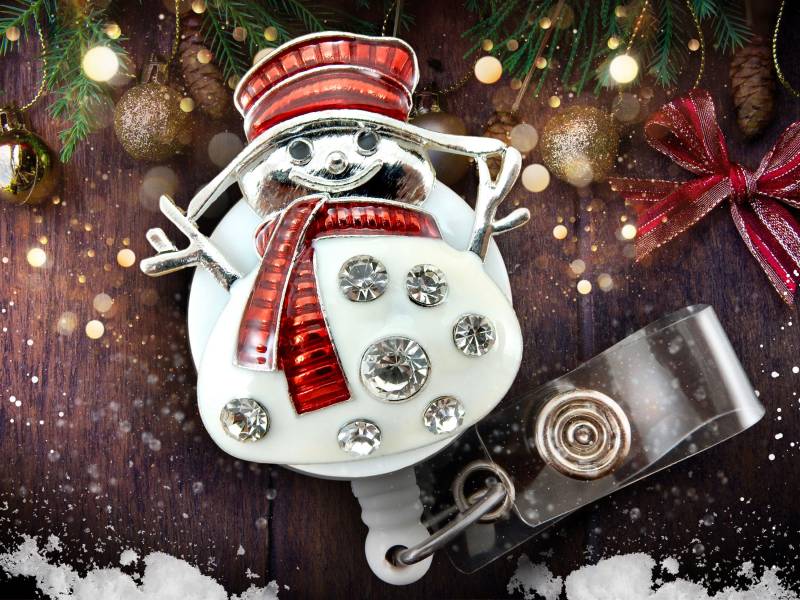 Weihnachtsgeschenk Für Krankenschwester - Schneemann Strass Versenkbare Abzeichen Reel von BadgeAlleybyGerAnne