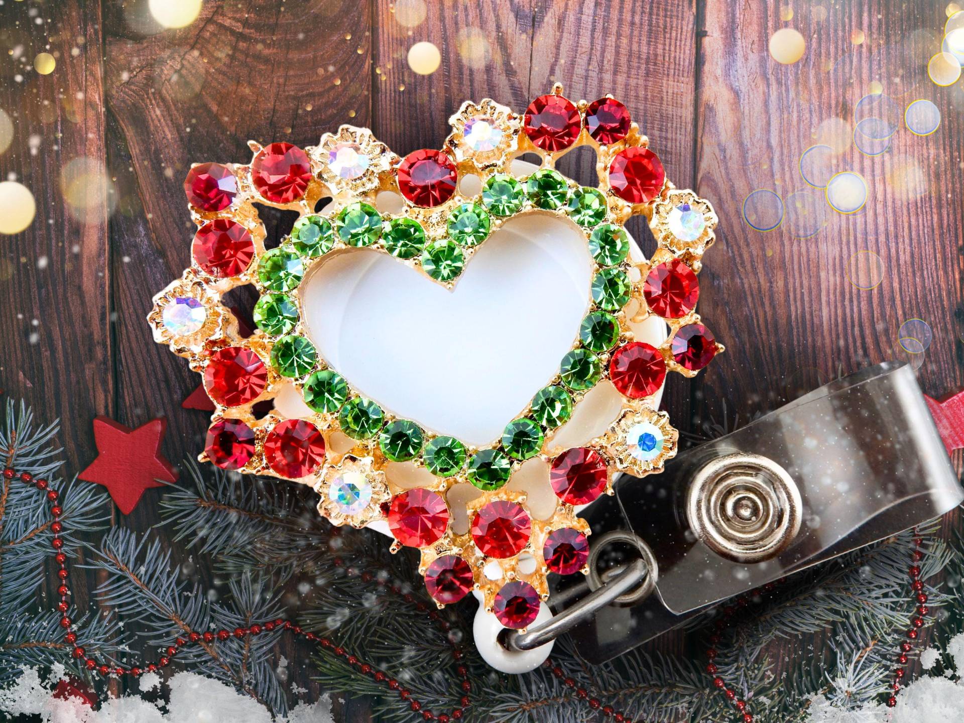 Weihnachtsgeschenk Krankenschwester - Herz-Kranz Rhinestone-Abzeichen-Rolle von BadgeAlleybyGerAnne