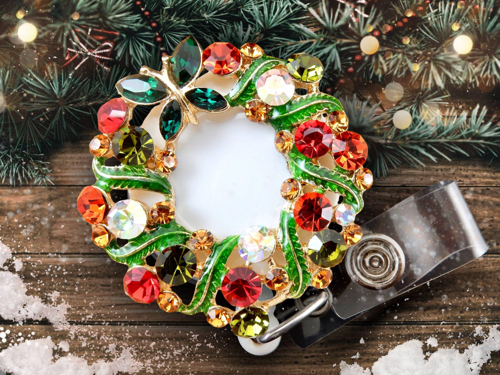 Weihnachtskranz-Abzeichen-Reel - Feiertags-Kranz-Einziehbarer Ausweishalter, Rn-Geschenk von BadgeAlleybyGerAnne