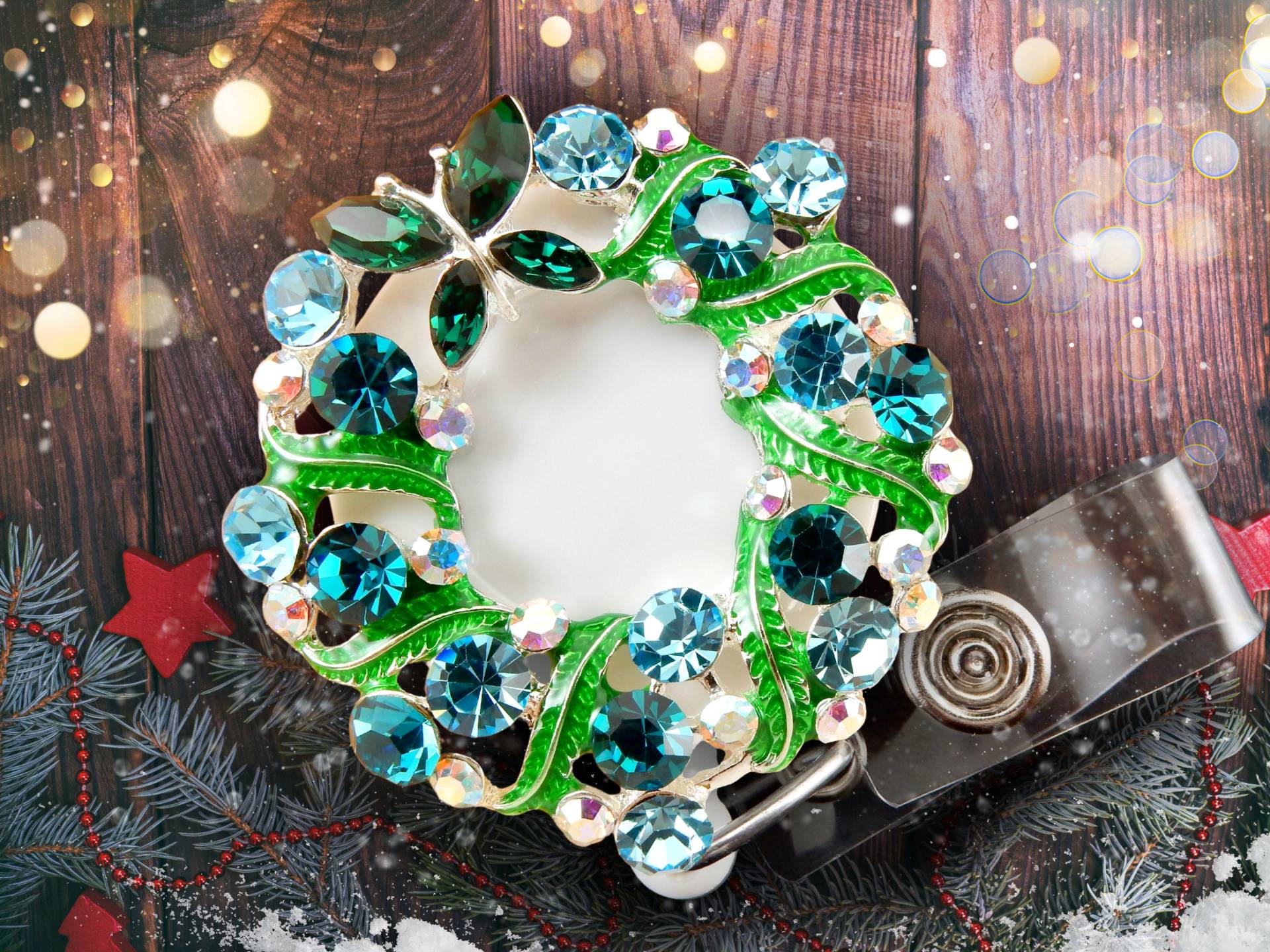 Wreath Badge Reel - Weihnachtskranz Einziehbarer Id-Halter, Rn Geschenk von BadgeAlleybyGerAnne