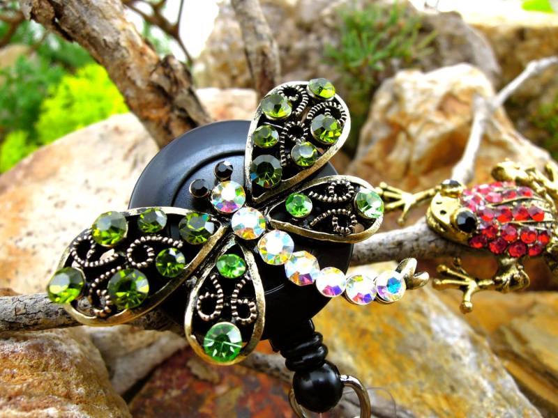 Stilvolle Libellen-Ausweisrolle - Ausweishalter Einziehbar Einziehbare Ausweisrolle Geschenke Für Apotheker Rn Studenten-Abschlussgeschenk von BadgeAlleybyGerAnne