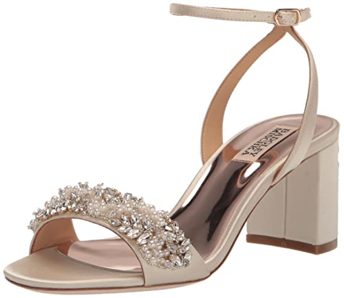 Badgley Mischka Clara Damen-Sandale mit Absatz, elfenbeinfarbener Satin, 41 EU von Badgley Mischka