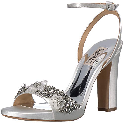 Badgley Mischka Damen Alexa Sandalen mit Absatz, Weicher weißer Satin, 41 EU von Badgley Mischka