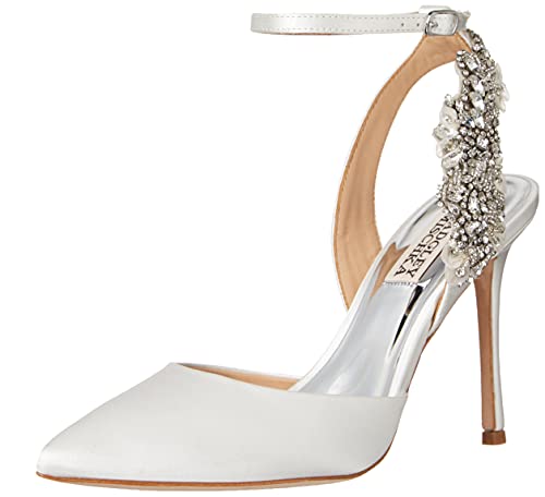 Badgley Mischka Damen Blanca Pumps, weiß-White Satin, 38.5 EU von Badgley Mischka