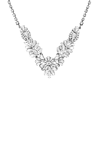 Badgley Mischka Damen-Halskette – Kristall-Cluster-Design, klobig, elegant, Statement-Lätzchen-Blumen-Halsband, Halskette, Modeschmuck, Einheitsgröße, Zinklegierung, kein Edelstein von Badgley Mischka