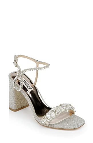 Badgley Mischka Women's Tanisha Block Heel Sandal Heeled, Platin, 37 EU von Badgley Mischka