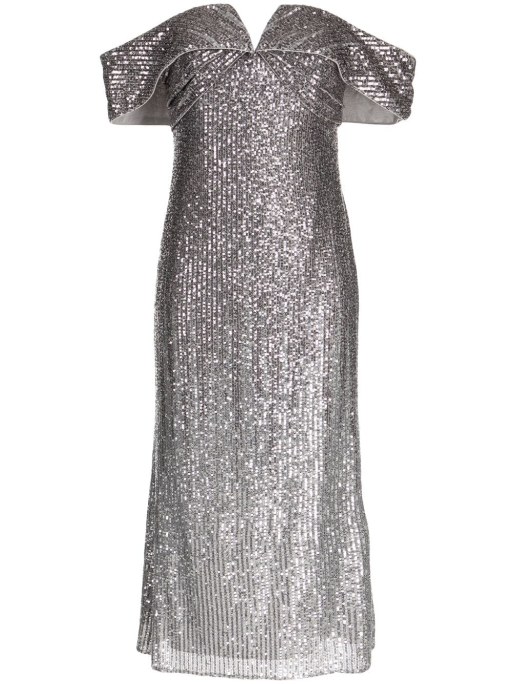 Badgley Mischka Schulterfreies Abendkleid mit Verzierung - Silber von Badgley Mischka