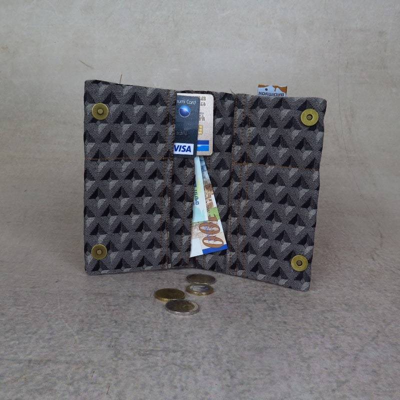 Diamantgraue Canvas Geldbörse, Vegan Geldbörsen, Damen Reise Coole Clutch Bifold Weihnachtsgeschenke von Badimyon