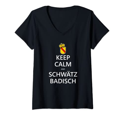 Damen Keep Calm and Schwätz Badisch - witzige badische Sprüche T-Shirt mit V-Ausschnitt Damen Keep Calm and Schwätz Badisch - witzige badische Sprüche T-Shirt mit V-Ausschnitt von Badische Sprüche aus Karlsruhe