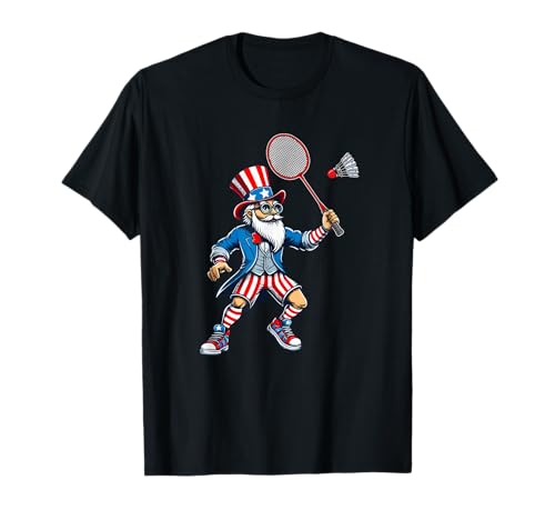 Man Playing Badminton 4th Of July Player Team Patriotic T-Shirt von Badminton 4th Of July Costume