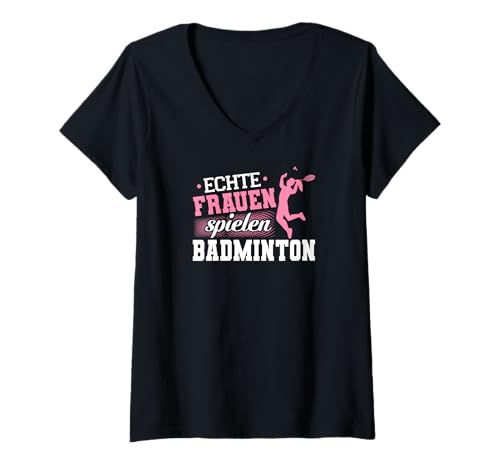 Damen Federball Frauen Badminton T-Shirt mit V-Ausschnitt Damen Federball Frauen Badminton T-Shirt mit V-Ausschnitt von Badminton Bekleidung Damen
